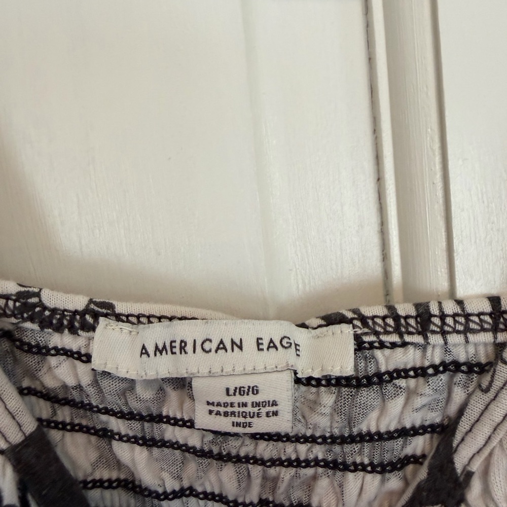 American Age Black and White Floral Smocked Tank Top - Picture 2 of 3